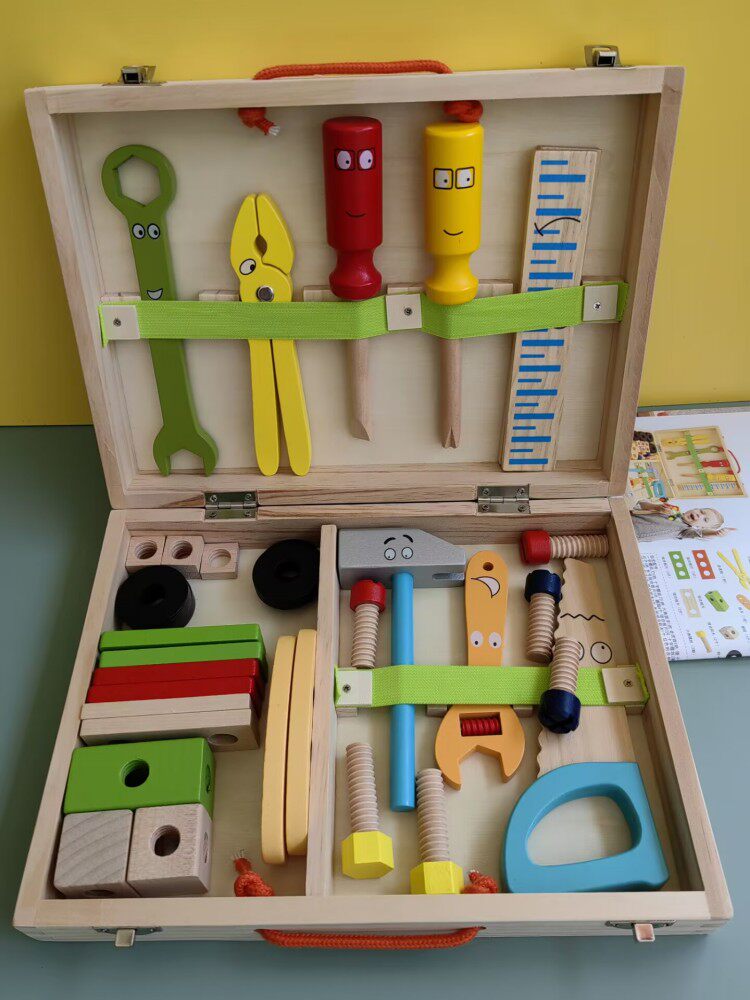 어린이 시뮬레이션 수리 도구 상자 장난감 나사 너트 조립 실습 3세 5세 소년을 위한 조기 교육 교육 퍼즐