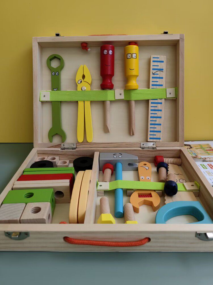 어린이 시뮬레이션 수리 도구 상자 장난감 나사 너트 조립 실습 3세 5세 소년을 위한 조기 교육 교육 퍼즐