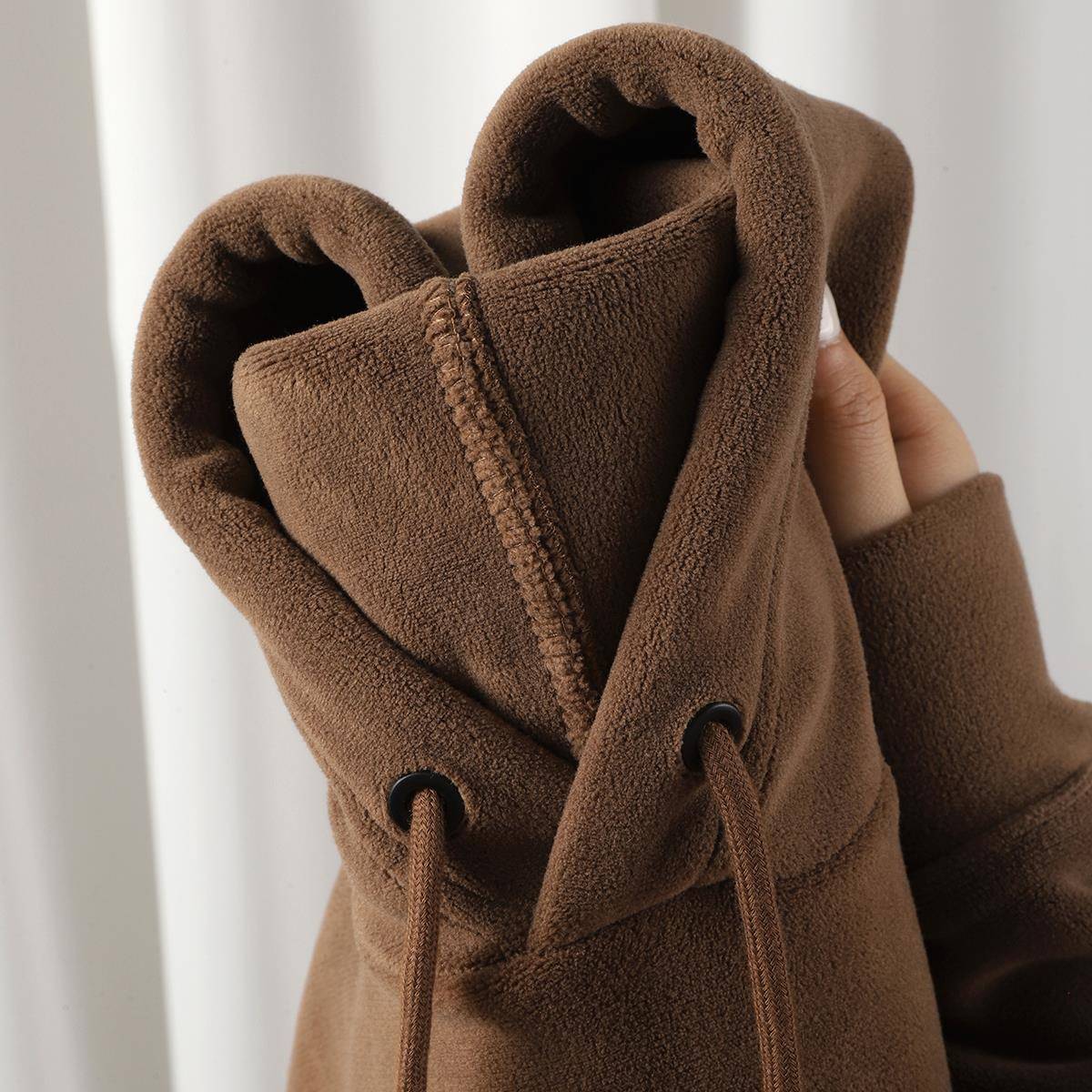 Mostarsea~冬日美拉德！重磅双面澳粒绒软糯卫衣男咖色保暖连帽衫