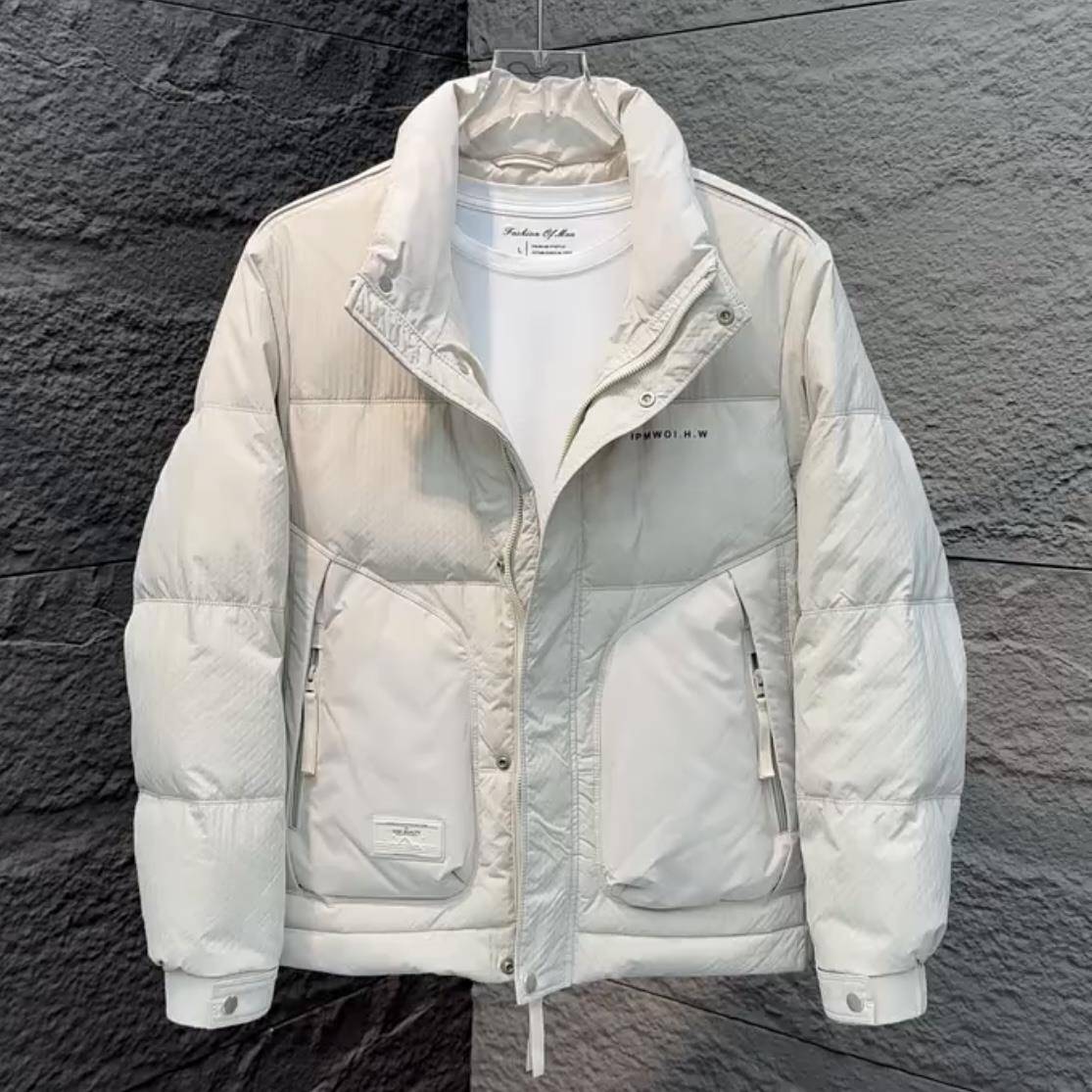 MAROLIO~无畏严寒！时尚百搭立领羽绒服男冬季加绒保暖白鸭绒外套