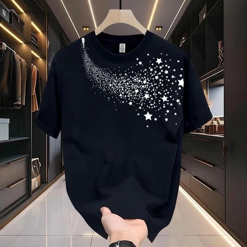 GM新潮 夏季高端轻奢纯棉短袖T恤男士痞帅时尚个性正肩半袖上衣潮