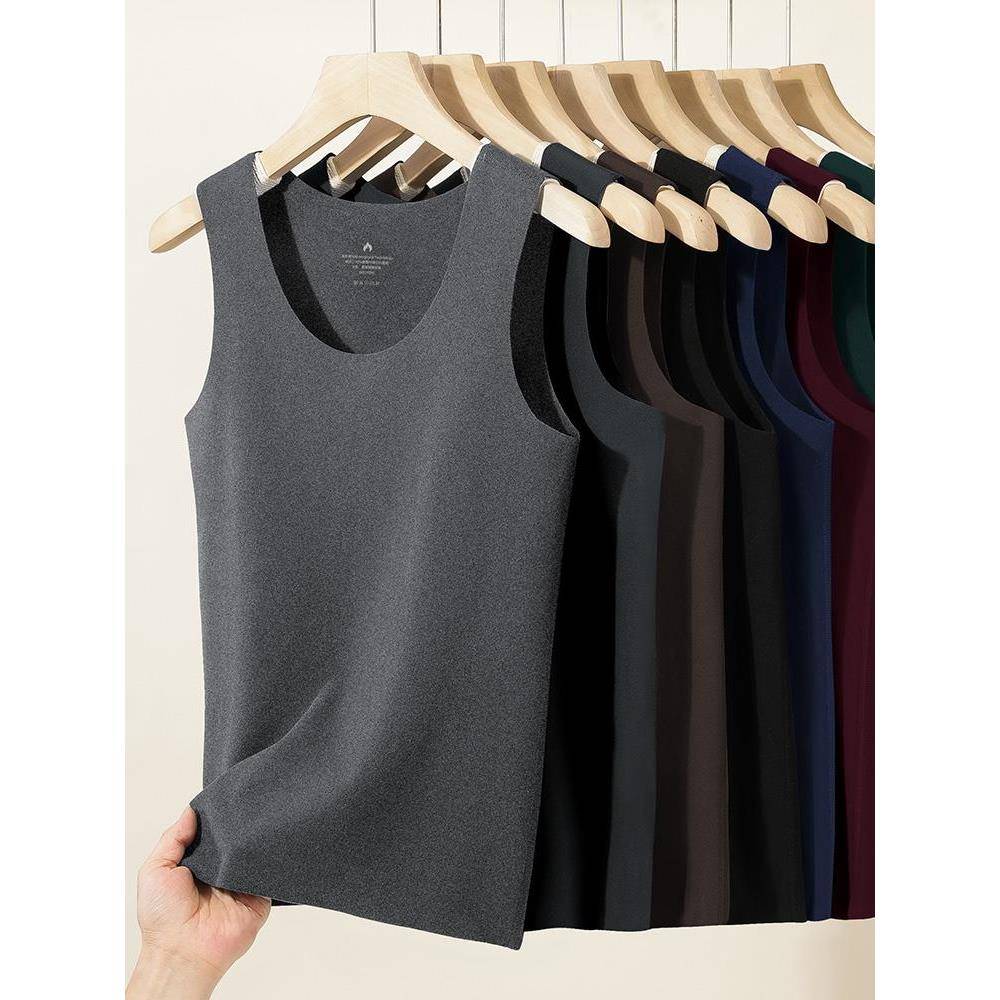 MAROLIO~抑菌抗静电无痕德绒发热保暖内衣背心男士秋冬新款打底衫