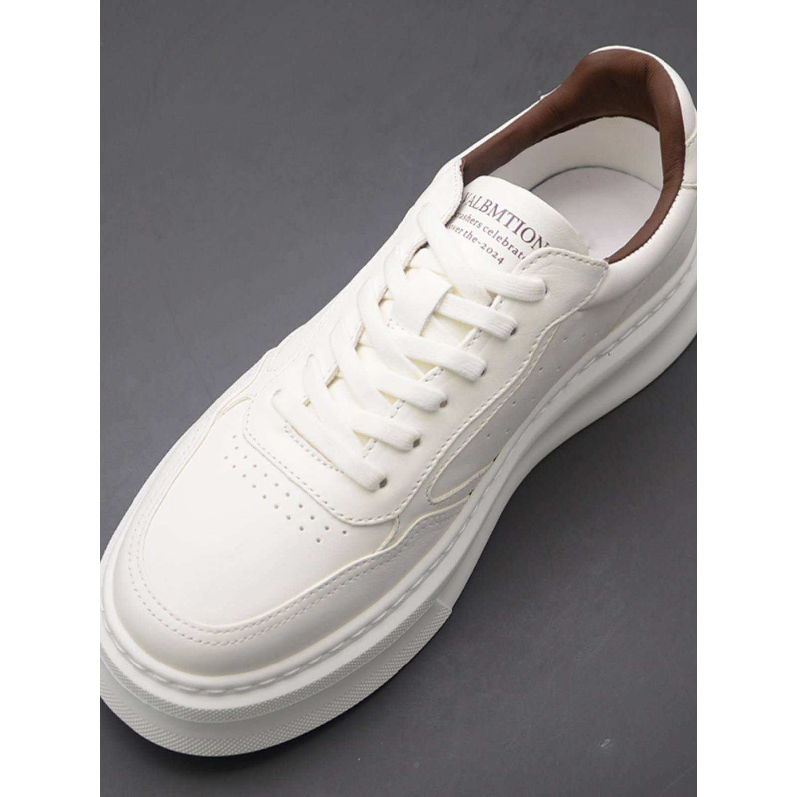 Ocnltiy韩版低帮休闲真皮小白鞋男2025秋冬新款时尚厚底运动板鞋