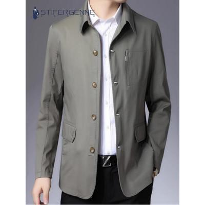 STIFER GENNE纯棉夹克外套男春秋季2025新款休闲男士单排扣爸爸装