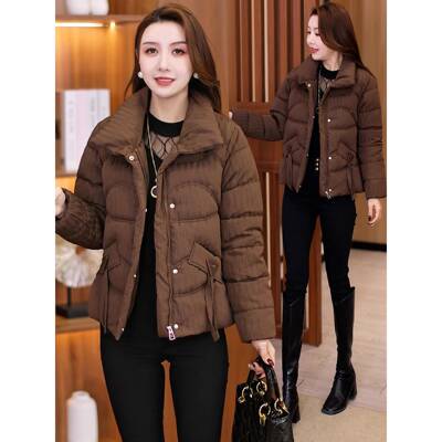 香港代购时尚短款羽绒棉服女冬季新款洋气显瘦小个子立领棉衣外套