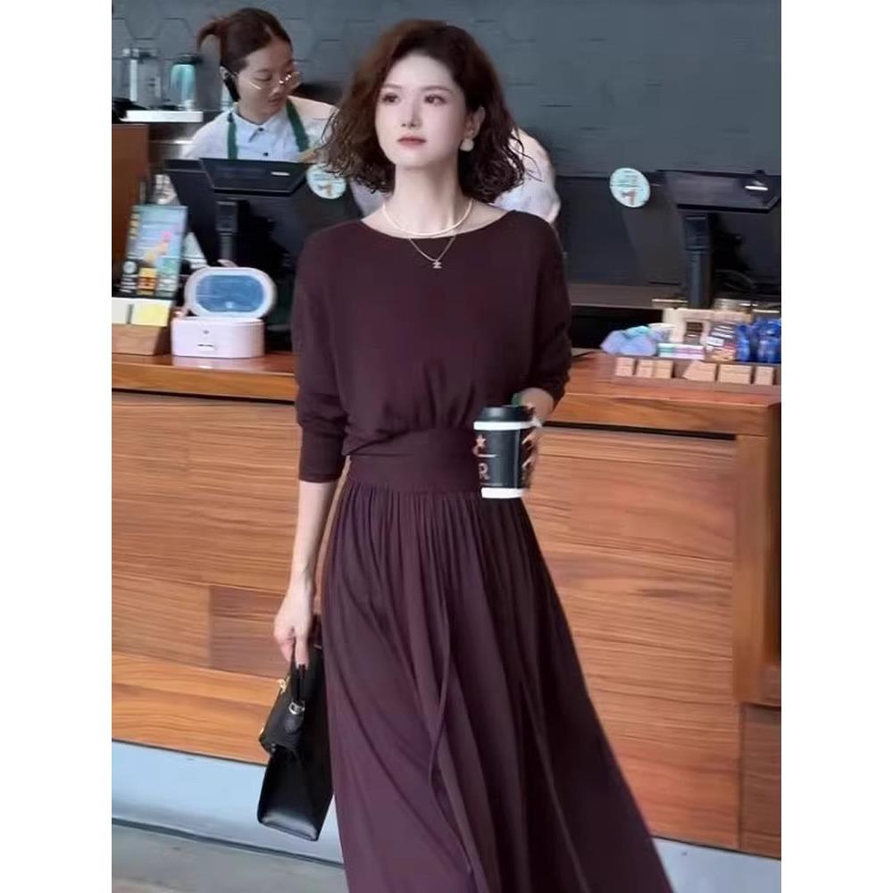 欧洲站秋季女装2025新款减龄穿搭轻奢高级感知性优雅两件套连衣裙