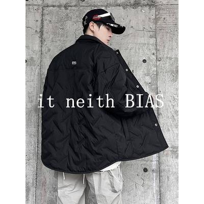 it neith BIAS2025冬季新款男轻薄大码菱形格羽绒服休闲衬衣外套