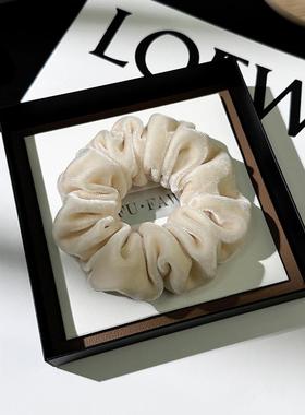 【3件8折】真丝丝绒发圈温柔气质猪大肠发圈女百搭高级感毛绒发圈