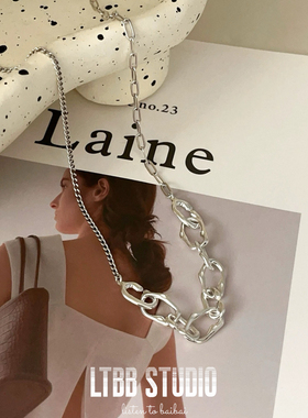 LTBB 韩版不规则夸张套环拼接设计感复古ins小众纯银项链女中性