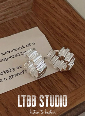 LTBB 扭曲波浪重工S925纯银耳环女高级轻奢法式耳钉耳饰