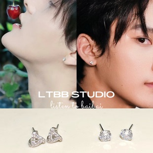 LTBB【江衡同款式】S999足银缠绕三角形耳钉S999足银单钻耳钉