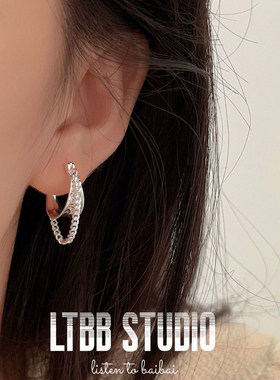 LTBB 巴恩风链条纯银耳环女韩国新款个性百搭气质耳钉耳饰女