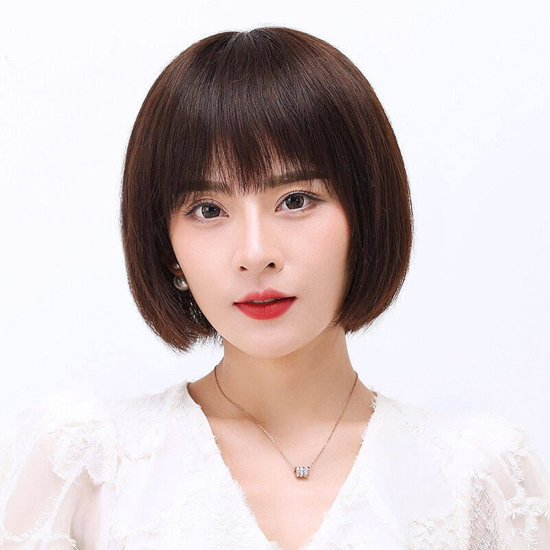 美蝶真发假发女短发bobo头少女圆脸修脸波波头发型妈妈自然全头套怎么看?