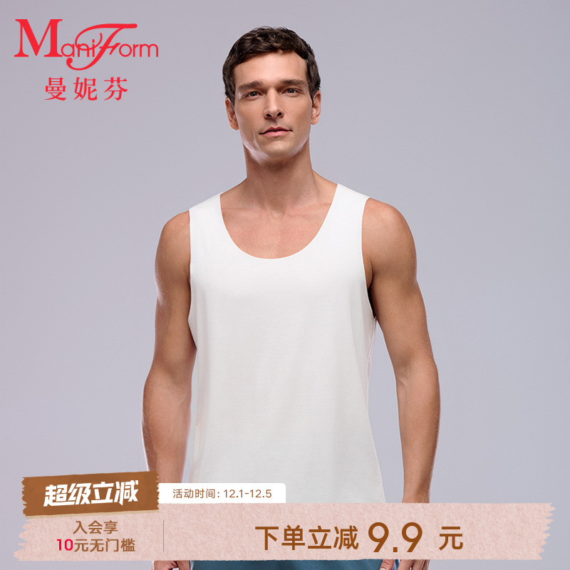 曼妮芬男士棉质圆领背心休闲