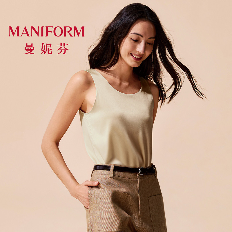 真丝圆领背心百搭简约图片