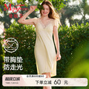 柔软透气睡裙 曼妮芬带胸垫度假风家居服防凸点女士睡衣舒适夏季