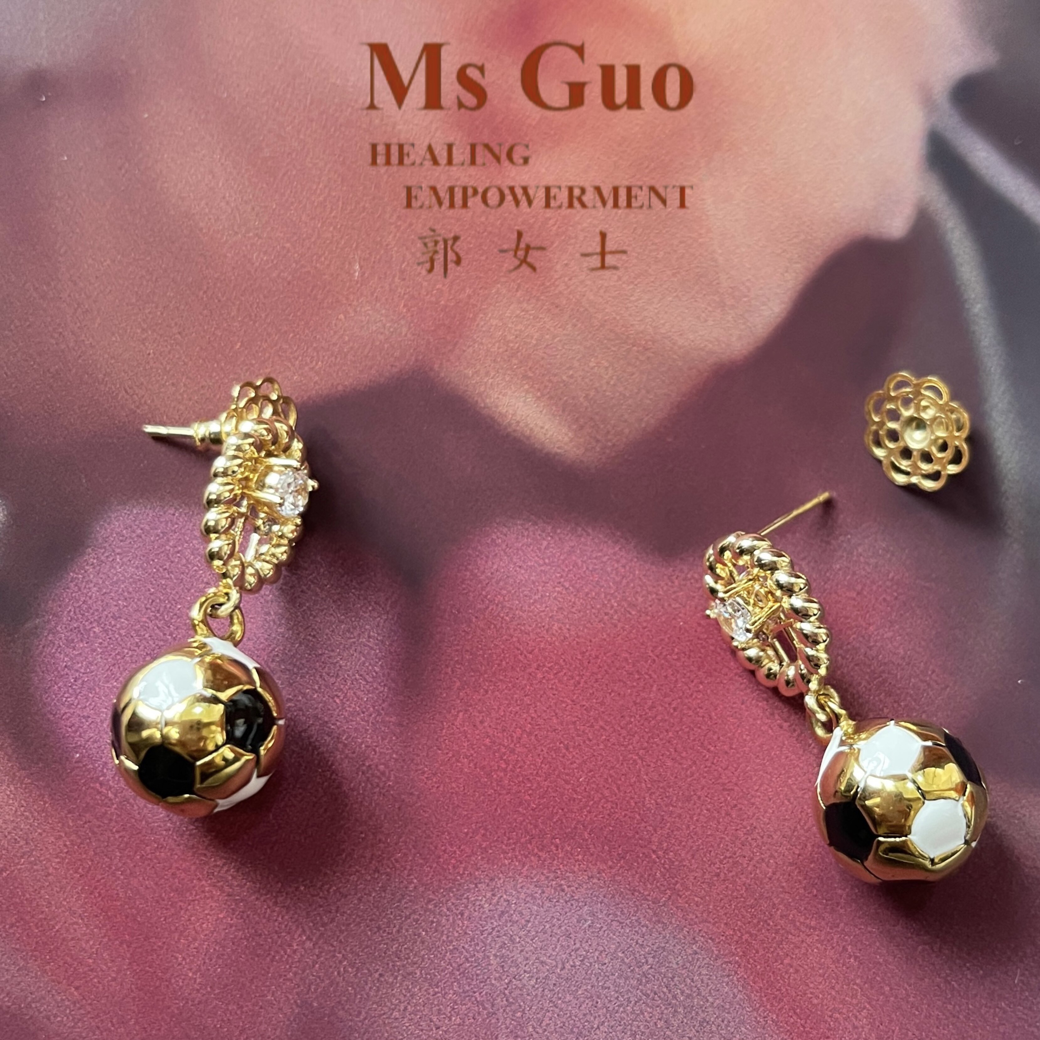 MsGuo手工金球耳环足球运动风格