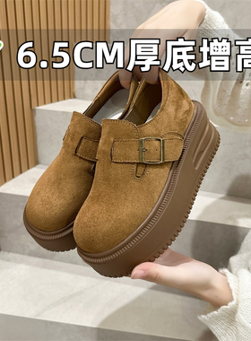 小个子厚底勃肯鞋女魔术贴松糕鞋增高运动休闲单鞋小码女鞋323334