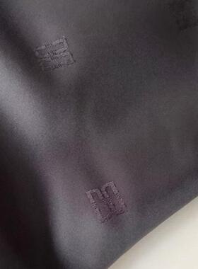 纯黑色带LOGO日本产高端半宾霸铜氨丝里衬大衣西装辅料面料