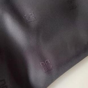 纯黑色带LOGO日本产高端半宾霸铜氨丝里衬大衣西装辅料面料