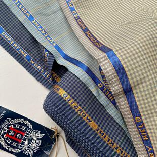 HIELD英国纯羊毛高端四季款格纹抗皱垂坠精纺面料定制西装布料