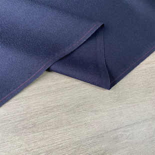 藏青色麻纱肌理羊毛绉纱春秋精纺面料设计师西装西裤套装布料