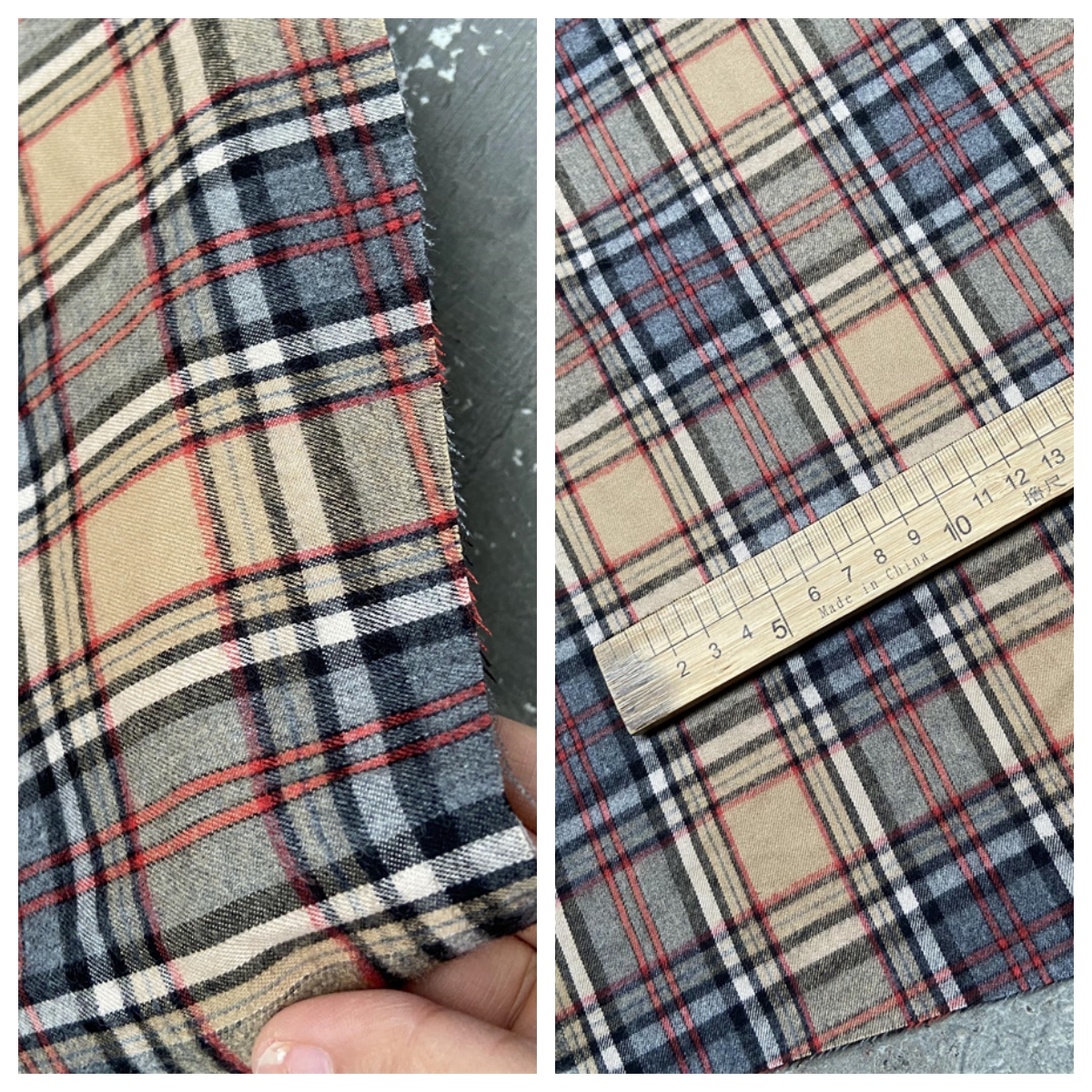 纯棉衬衫裙子磨毛格子日本布料