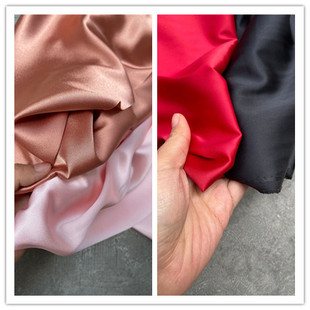 水粉黑色红色粉暖色日本韩国产仿真丝缎面色丁时装面料微弹力垂坠