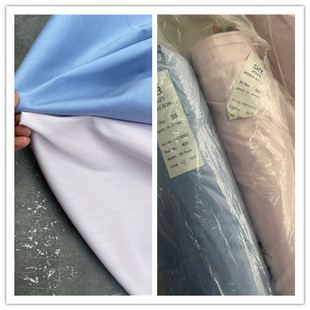 蓝色水粉色日本产60元 裙子清爽面料 3米棉涤混纺弹力棉布春夏衬衫