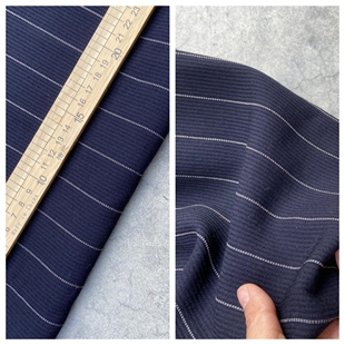 纯羊毛肌理绉纱条纹意大利进口精纺秋冬垂坠抗皱定制服饰布料