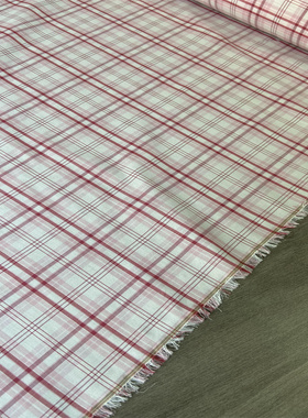 16姆米粉色格纹桑蚕丝真丝棉春夏薄款面料定制衬衫裙子透气布料