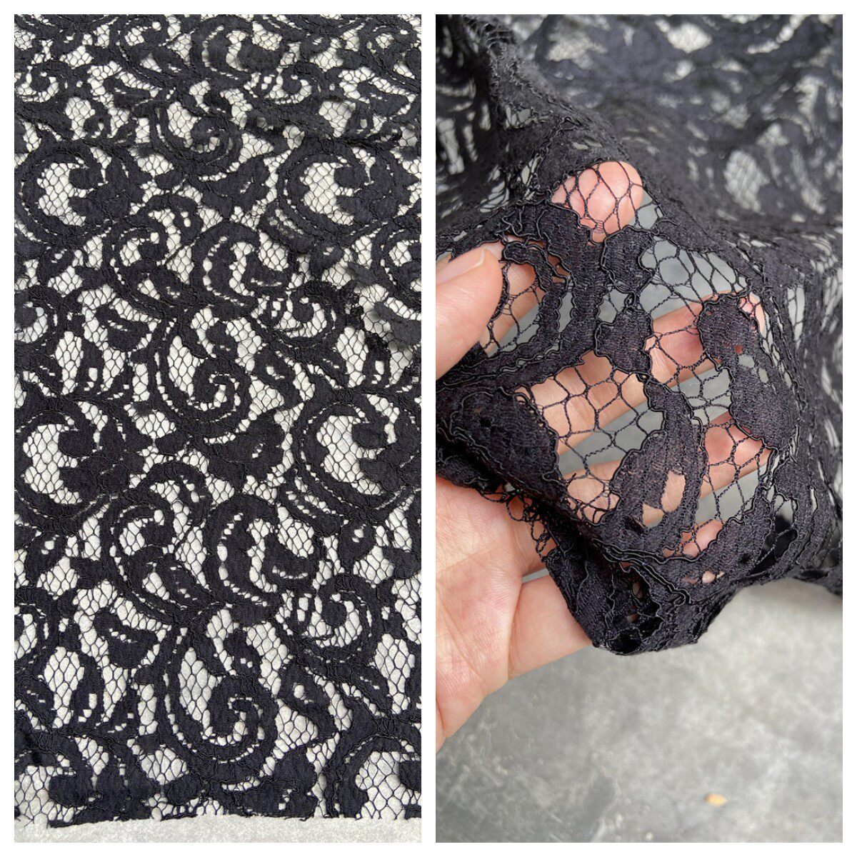 限量意大利进口高端黑色龙骨蕾丝性感面料设计师服饰裙子布料