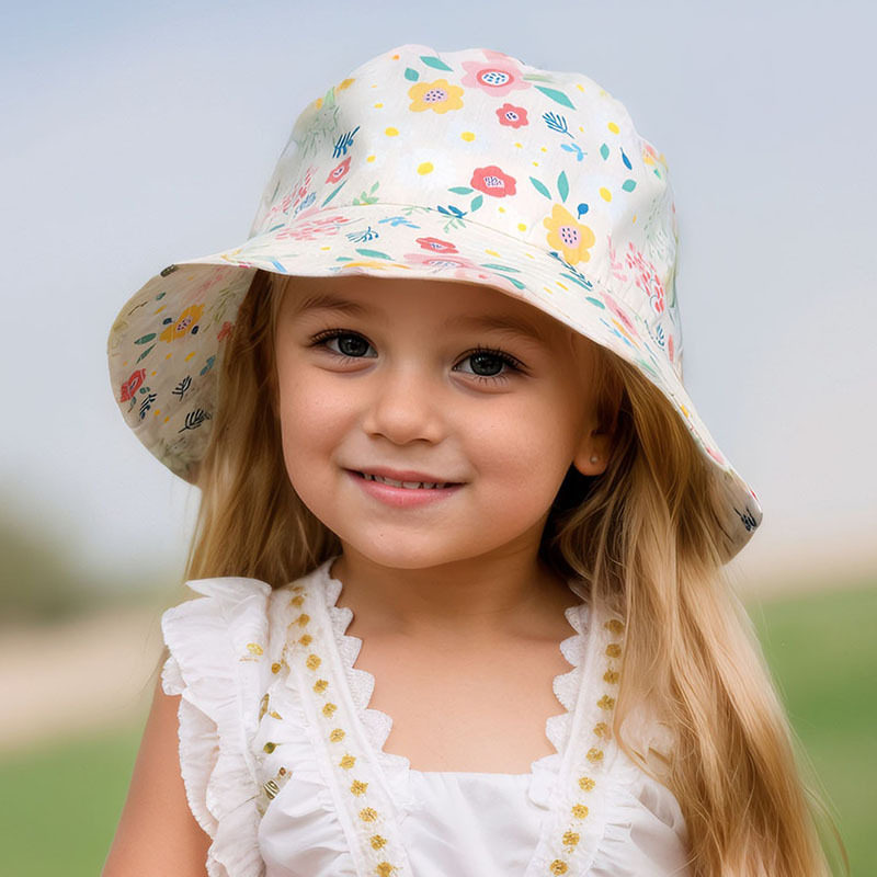 宝宝帽子春夏薄款透气渔夫帽男童女童婴幼儿可爱花朵遮阳大沿盆帽