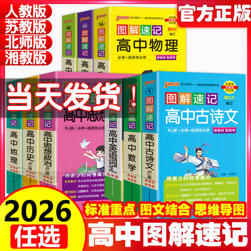 2026版图解速记高中语文数学英语