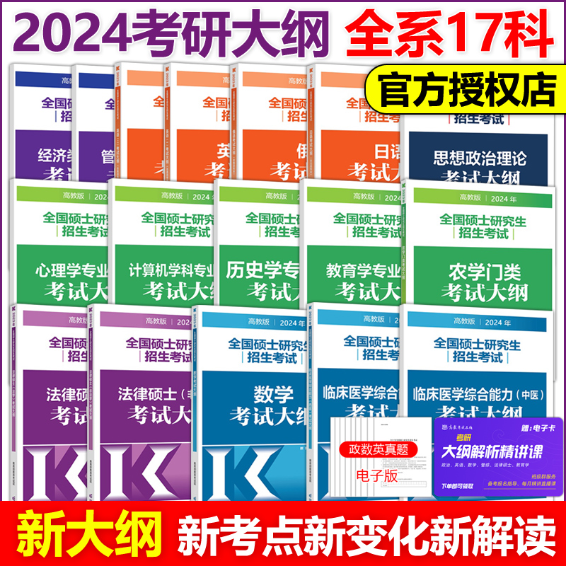 官方预售】高教2024硕士研究生招生考试政治英语一英语二数学考研大纲 高等教育出版社心理学西医综合法律硕士非法学西综考试大纲 书籍/杂志/报纸 考研（新） 原图主图