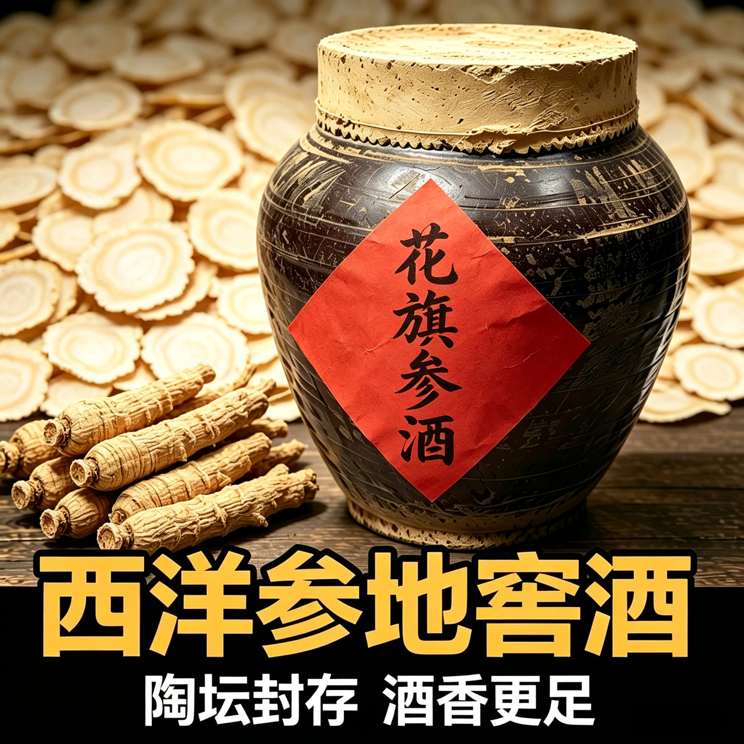 花旗参地窖酒人参枸杞灵芝酒10斤