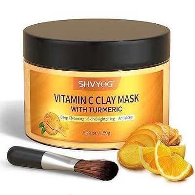 SHVYOG Turmeric Vitamin C Clay Mask， Facial Mask with Tur