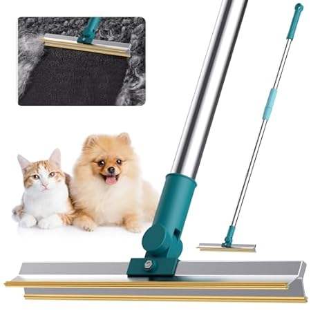 PetThem Pet Hair Remover Reusable Carpet Rake with Telesc