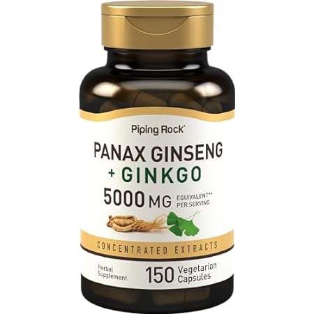 Piping Rock Panax Ginseng Capsules | 5000 mg | 150 Count