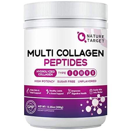 NATURE TARGET Multi Collagen Peptides Powder - Type I, II