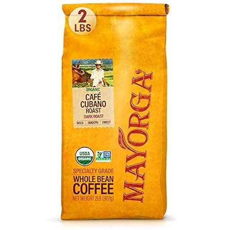 Mayorga Organics Café Cubano， Dark Roast Whole Bean Coffe