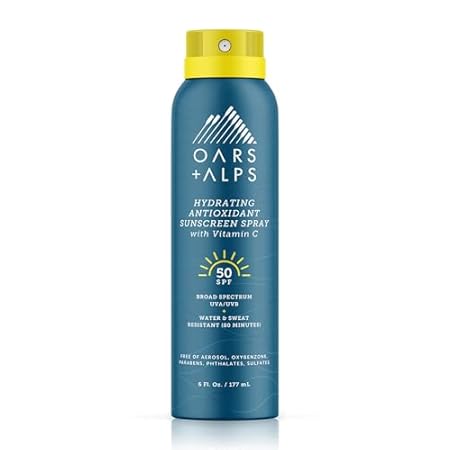 Oars + Alps Hydrating SPF 50 Sunscreen Spray, Infused wit