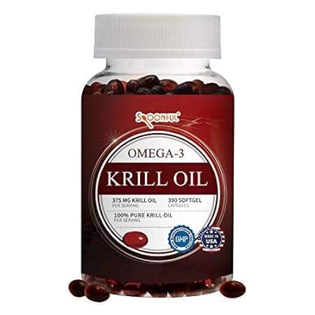 Spoonful Mini Krill Oil， 375mg 130 Servings， Easy to Swal