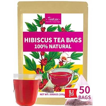 TeeLux Hibiscus Tea Bags， Natural Hibiscus Flowers Herbal