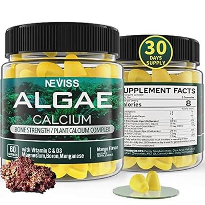 Algae Calcium Gummies 600mg with Vitamin D3， C， Magnesium