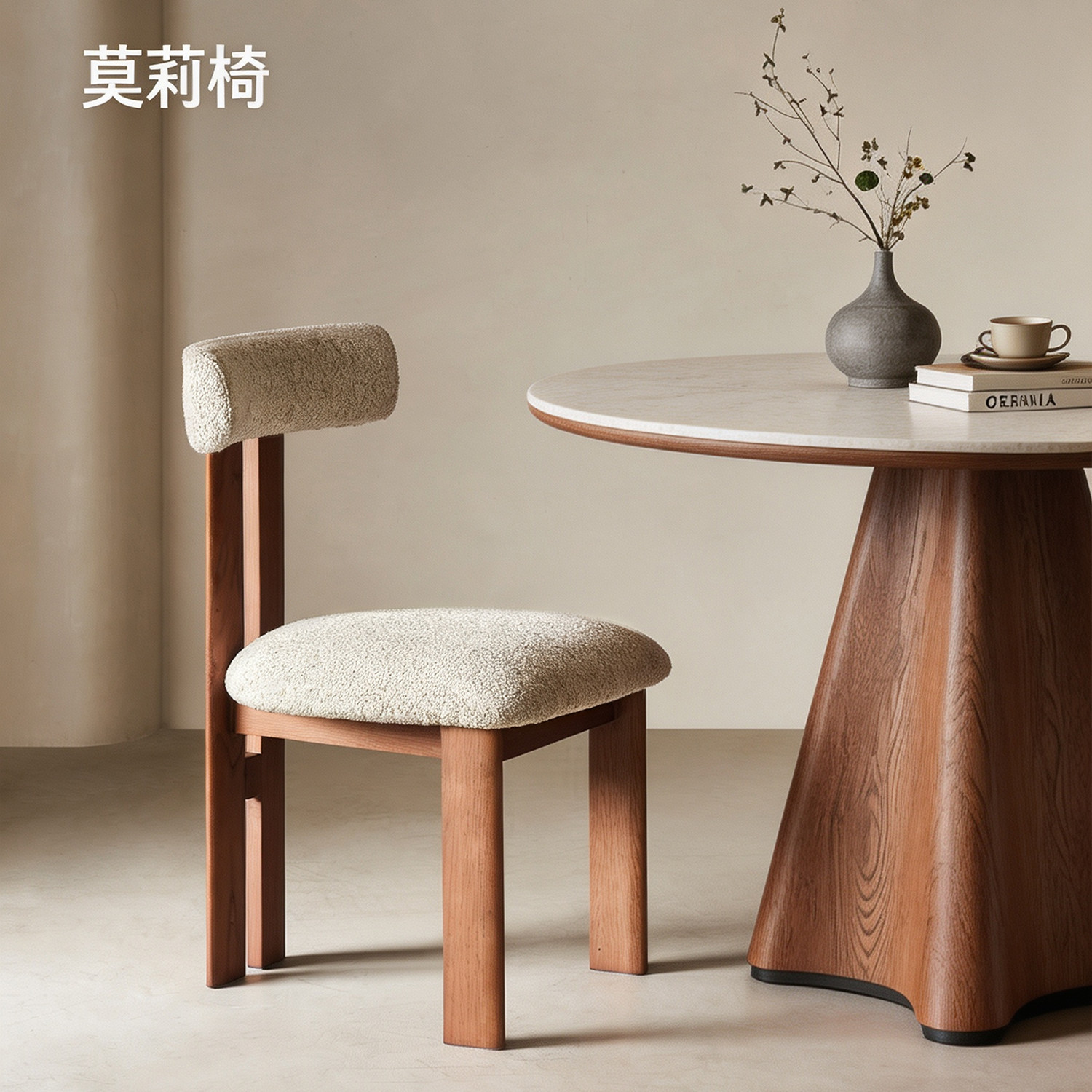 莫莉椅实木餐椅家用法式复古椅子化妆凳子中古风设计师软包餐桌椅