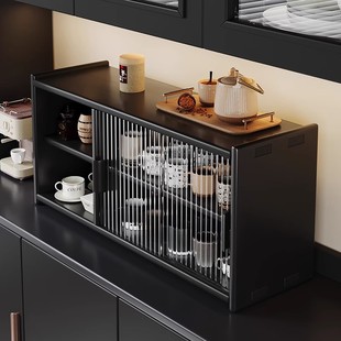 实木防尘杯架桌面杯子收纳置物架黑胡桃水杯收纳柜茶杯咖啡杯架子