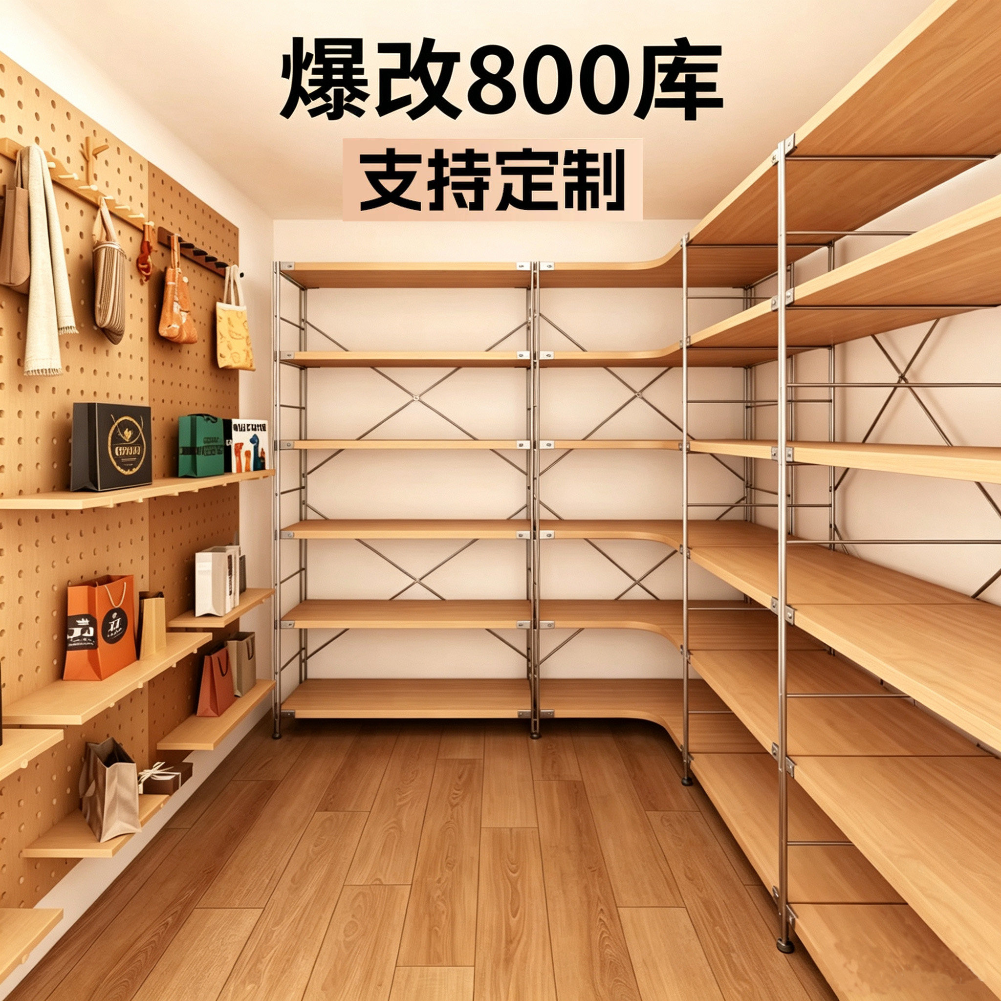 免打孔八百库置物架可定制收纳柜