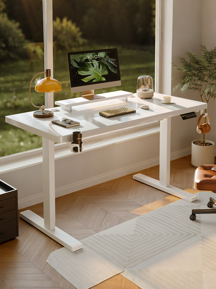 电动升降桌双电机实木电脑桌可升降书桌办公桌工作台桌子桌腿支架