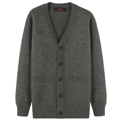 牦牛绒开衫v领冬季爸爸装毛衣